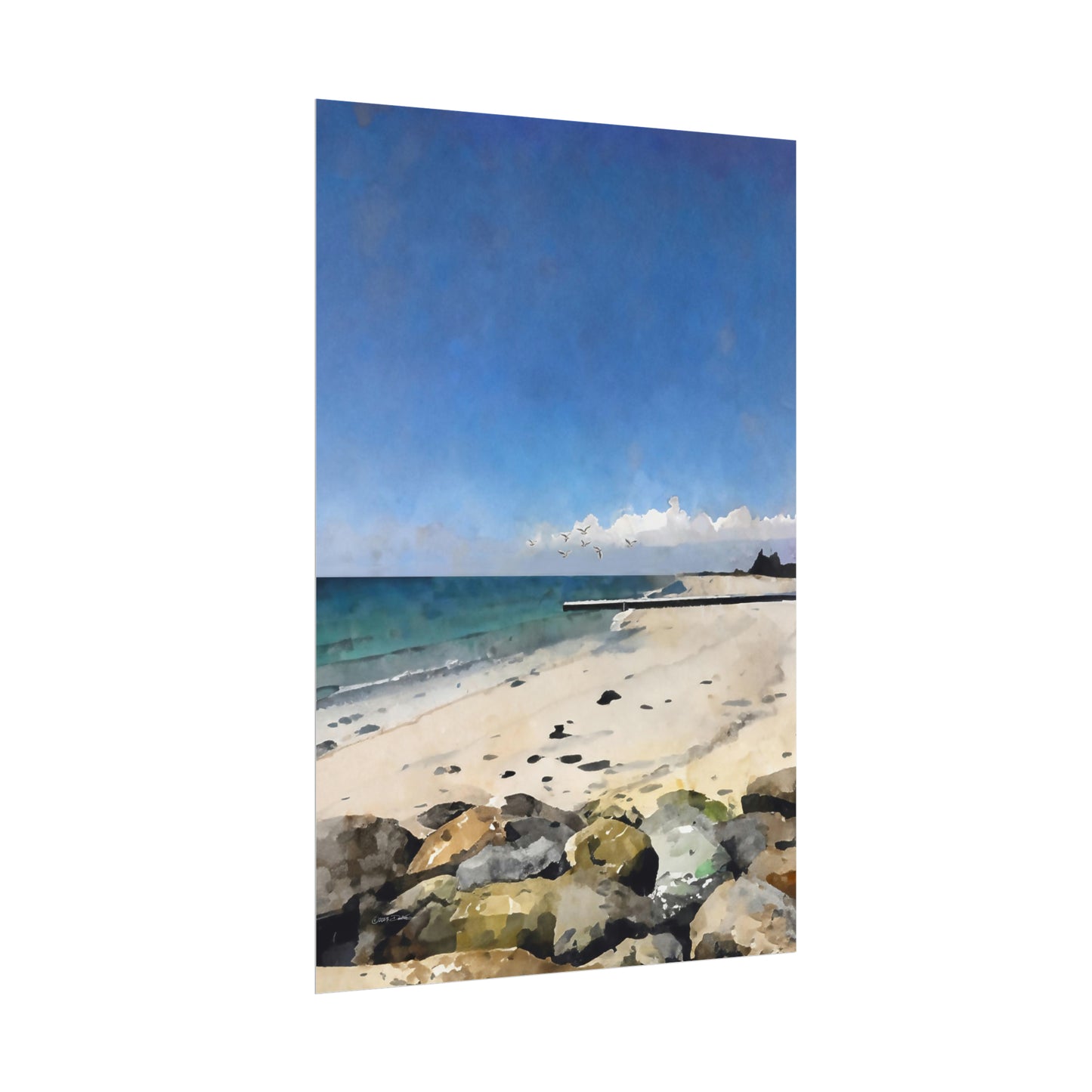 Busselton Beach, WA. Unframed digital watercolour print.