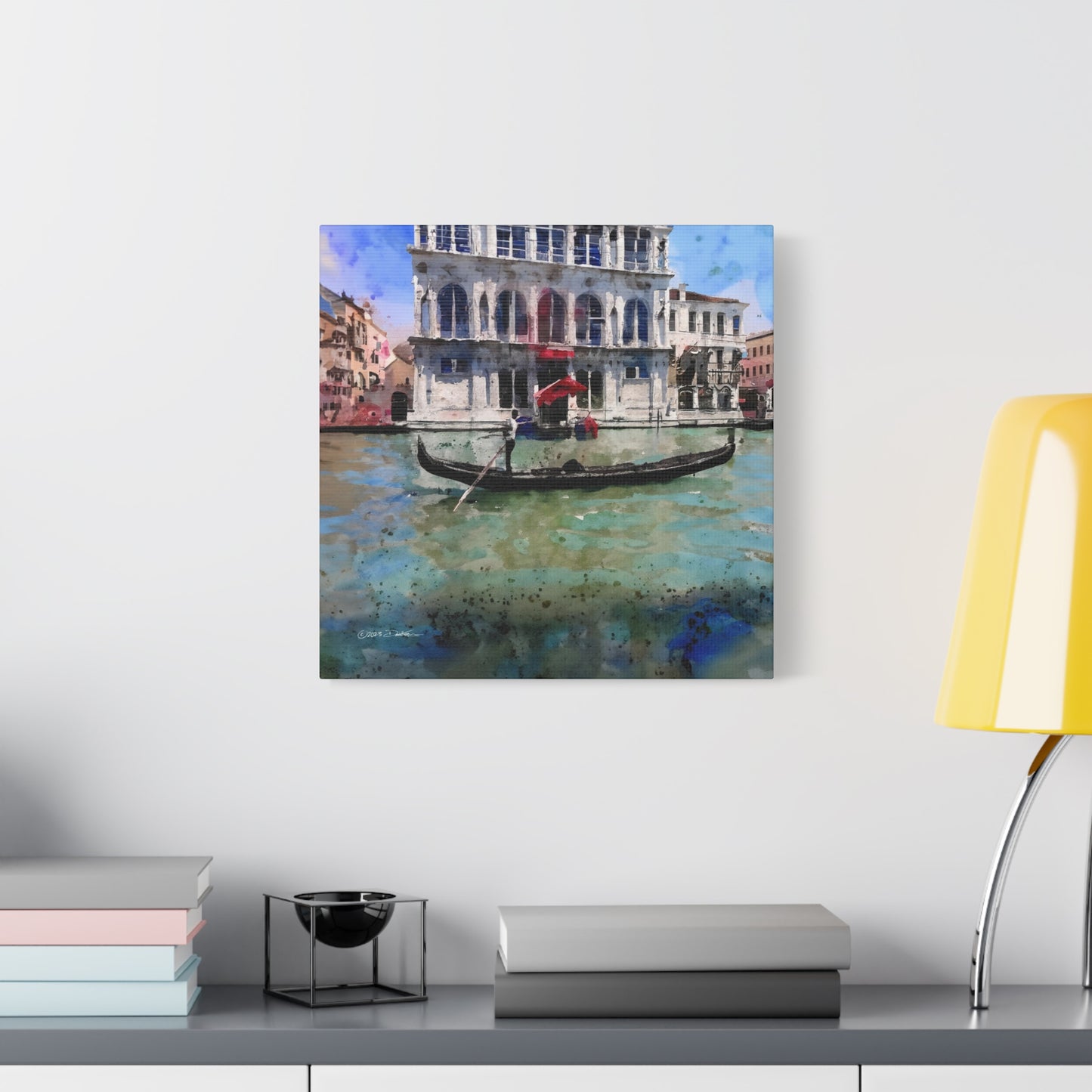 Gondolier, Venice. Approx. 40.7 x 40.7 (16 x 16”). Matte canvas all-over print.