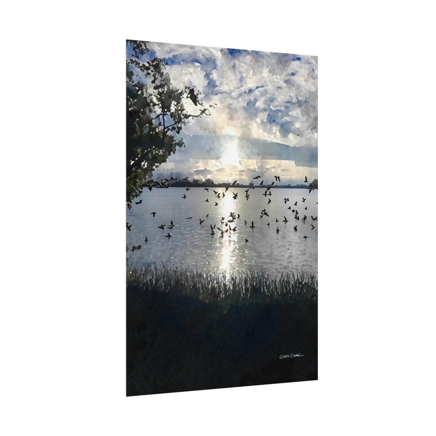 Lake Bungana, Maylands, Western Australia. Unframed digital watercolour print.